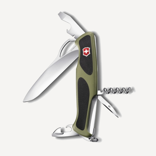 Нож Victorinox RangerGrip 61, 130мм, 11 функций (зелёный / черный)